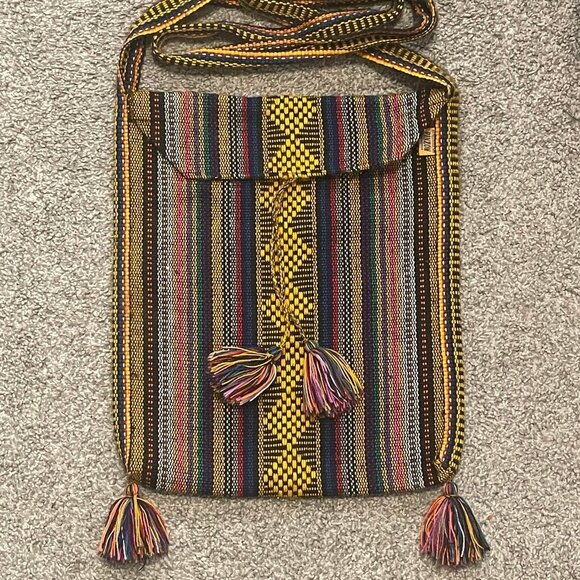 Artesanias Mr Pinzon Multicolor Woven Tassel Crossbody Bag Hecho En Mexico - Picture 1 of 9